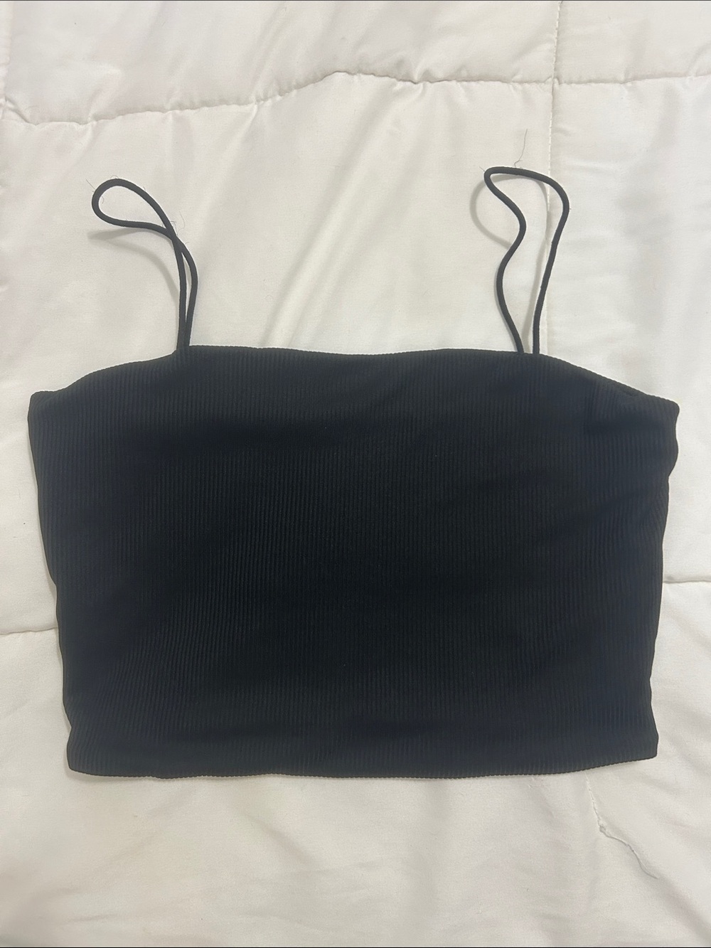 SHEIN Black Ribbed Spaghetti Strap Crop Cami
